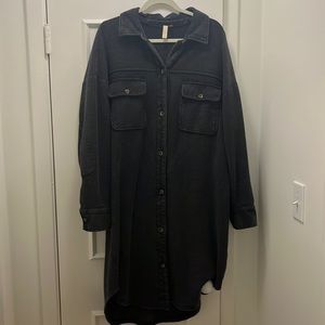 Corduroy graphite colored shacket. Purchased at Anthropologie Jan. 2023.